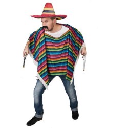 PONCHO MEXICAIN MULTICOLORE TAILLE UNIQUE