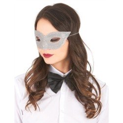 MASQUE LOUP ARGENT AVEC PAILLETTES