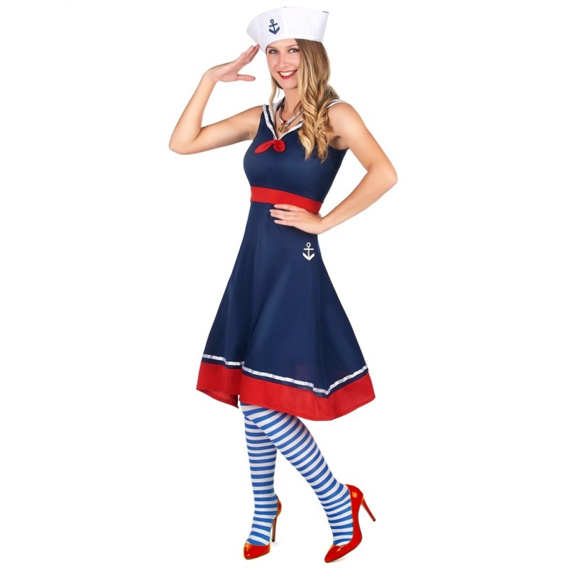 DEGUISEMENT ROBE BLEUE ET ROUGE RETRO FEMME MARINE  TAILLE S DEGUISEMENT ROBE BLEUE ET ROUGE RETRO FEMME MARINE  TAILLE S