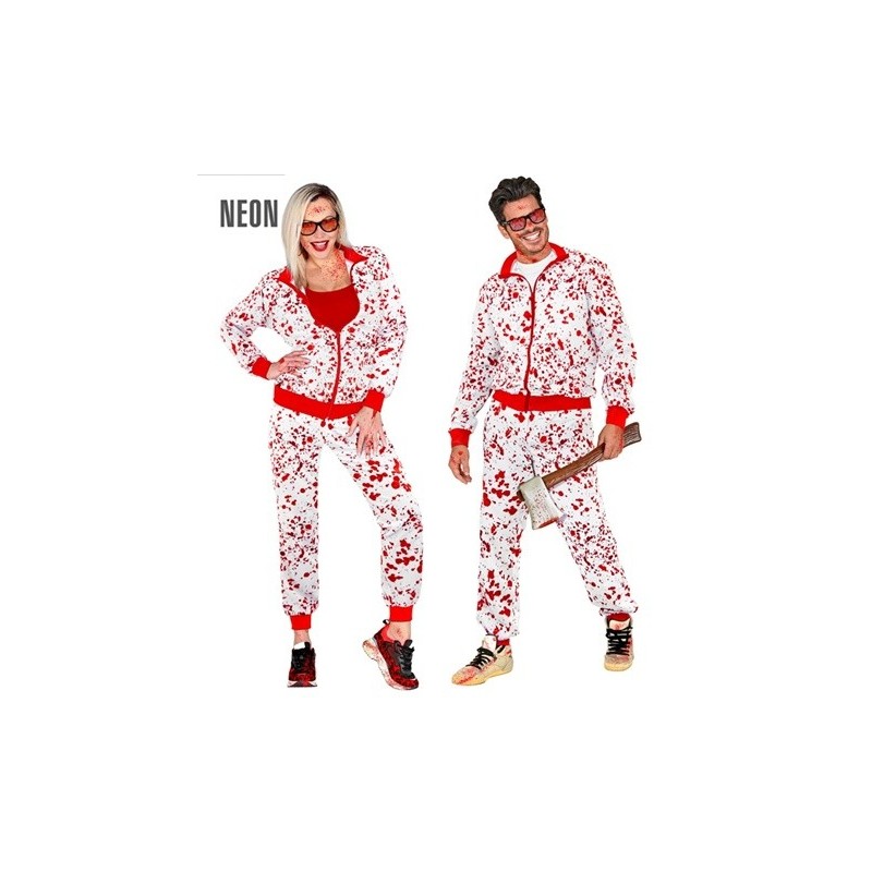 DEGUISEMENT SURVETEMENT OU JOGGING BLANC TACHES DE SANG FLUO HALLOWEEN TAILLE S DEGUISEMENT SURVETEMENT OU JOGGING BLANC TACHES DE SANG FLUO HALLOWEEN TAILLE S