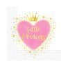 20 SERVIETTES BLANCHE ET ROSE LITTLE PRINCESS 33 X 33 CM 
