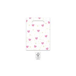 4 SACS CADEAUX LITTLE PRINCESS BLANC AVEC COEURS 