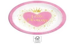 8 ASSIETTES RONDES ROSE ET BLANC LITTLE PRINCESS 23 CM