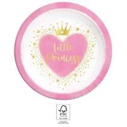 8 ASSIETTES RONDES ROSE ET BLANC LITTLE PRINCESS 23 CM