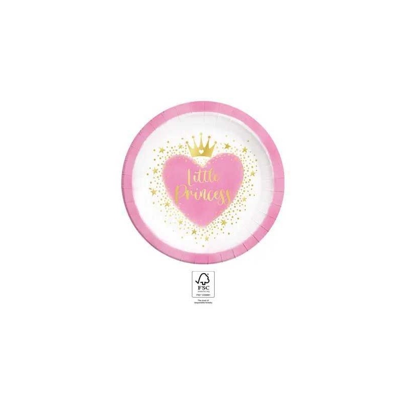 8 ASSIETTES RONDES ROSE ET BLANC LITTLE PRINCESS 23 CM 8 ASSIETTES RONDES ROSE ET BLANC LITTLE PRINCESS 23 CM
