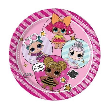 8 ASSIETTES POUPEE LOL 23 CM 