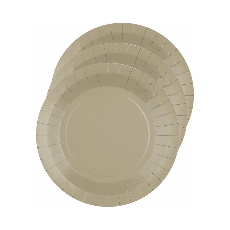 10 ASSIETTES RONDES RAINBOW TAUPE BIODEGRADABLE 22.5 CM 