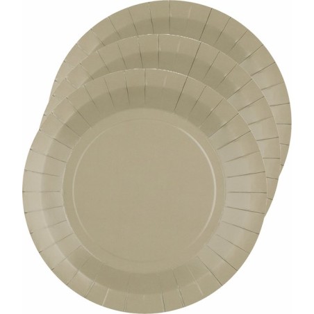 10 ASSIETTES RONDES RAINBOW TAUPE BIODEGRADABLE 22.5 CM 