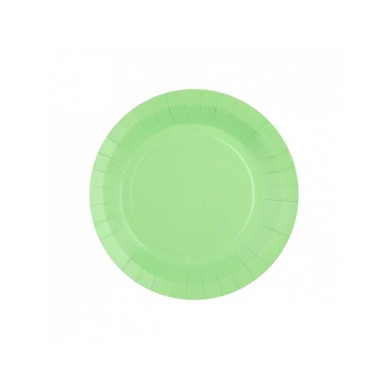 10 ASSIETTES CARTON RAINBOW RONDE VERT PASTEL 18 CM 