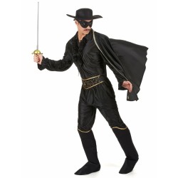DEGUISEMENT JUSTICIER ZORRO MASQUE AVEC CAPE NOIR TAILLE M