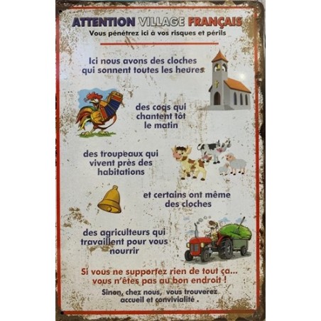 PLAQUE METAL VINTAGE VILLAGE DE FRANCE