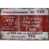 PLAQUE METAL VINTAGE VALEUR ALIMENTAIRE DU VIN PLAQUE METAL VINTAGE VALEUR ALIMENTAIRE DU VIN