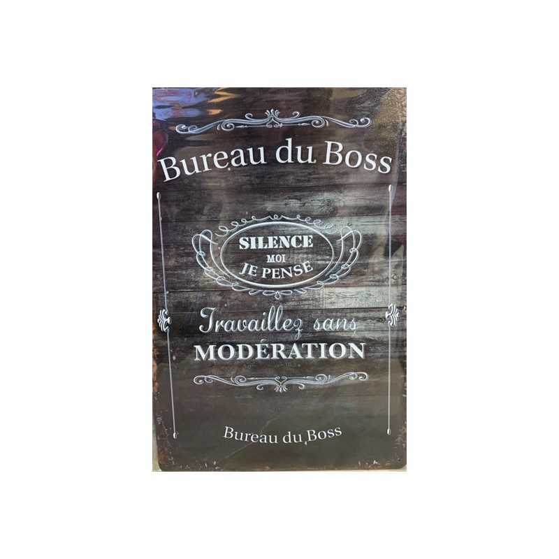 PLAQUE EN BOIS VINTAGE BUREAU DU BOSS
