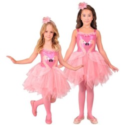 DEGUISEMENT ROBE ENFANT FLAMANT ROSE TAILLE 110 CM 