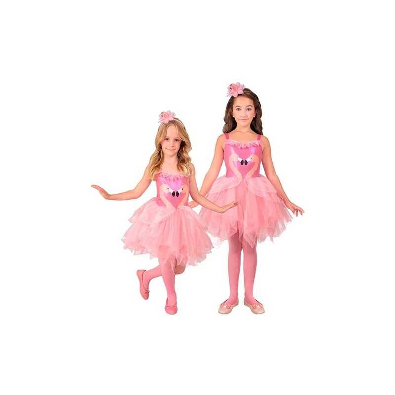 DEGUISEMENT ROBE ENFANT FLAMANT ROSE TAILLE 128 CM 