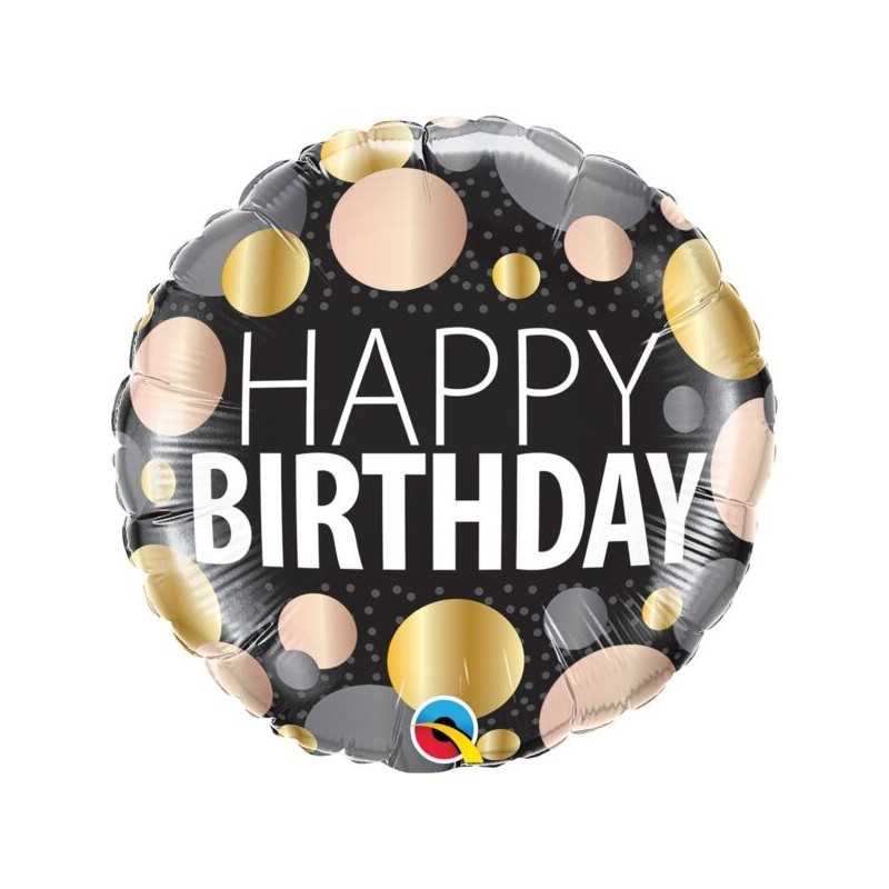 BALLON METALLIQUE ROND HAPPY BIRTHDAY 46CM 