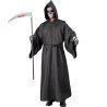 DEGUISEMENT GRIM REAPER TUNIQUE NOIRE A CAPUCHE CEINTURE CORDON TAILLE L-XL