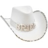 CHAPEAU COW BOY BLANC BRIDE AVEC PERLES
