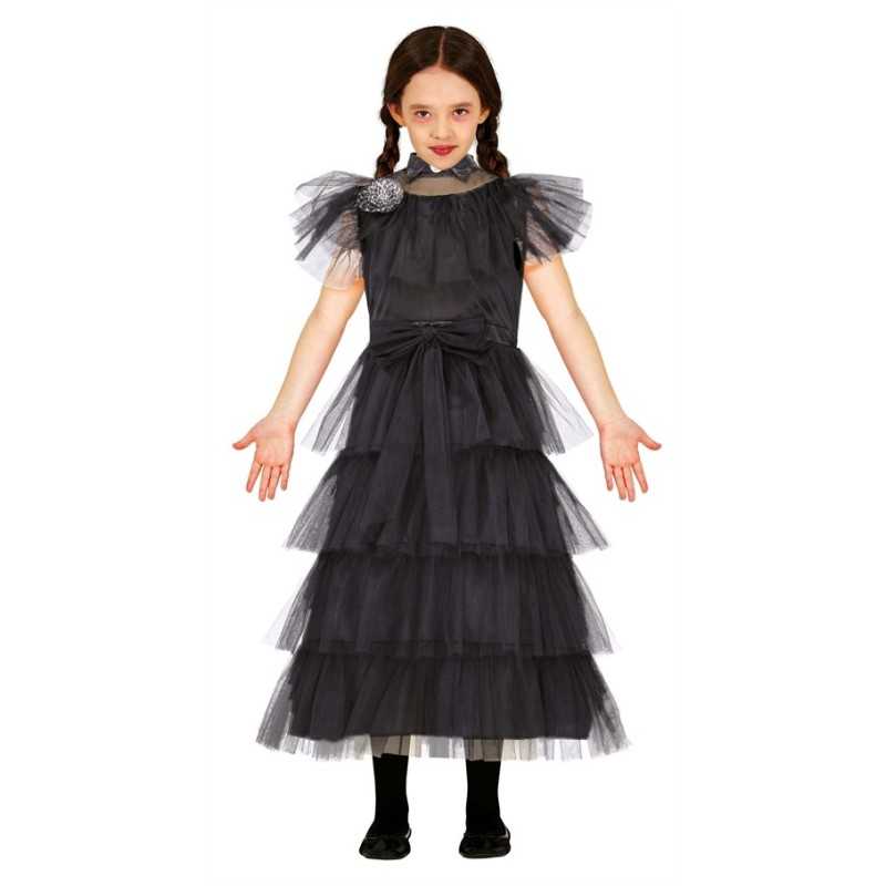 DEGUISEMENT FILLE MERCREDI FAMILLE ADDAMS ROBE DE BAL TAILLE 7-9 ANS 