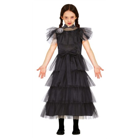 DEGUISEMENT FILLE MERCREDI FAMILLE ADDAMS ROBE DE BAL TAILLE 7-9 ANS 