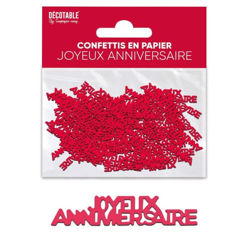 CONFETTIS DE TABLE JOYEUX ANNIVERSAIRE ROUGE CONFETTIS DE TABLE JOYEUX ANNIVERSAIRE ROUGE