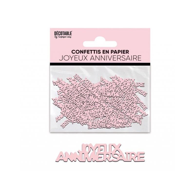 CONFETTIS DE TABLE JOYEUX ANNIVERSAIRE ROSE CONFETTIS DE TABLE JOYEUX ANNIVERSAIRE ROSE