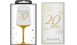 COFFRET CADEAU FLUTE TRANSPARENT 20 ANS EN OR
