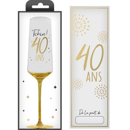 COFFRET CADEAU FLUTE TRANSPARENT 40 ANS EN OR
