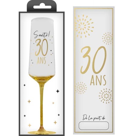 COFFRET CADEAU FLUTE TRANSPARENT 30 ANS EN OR