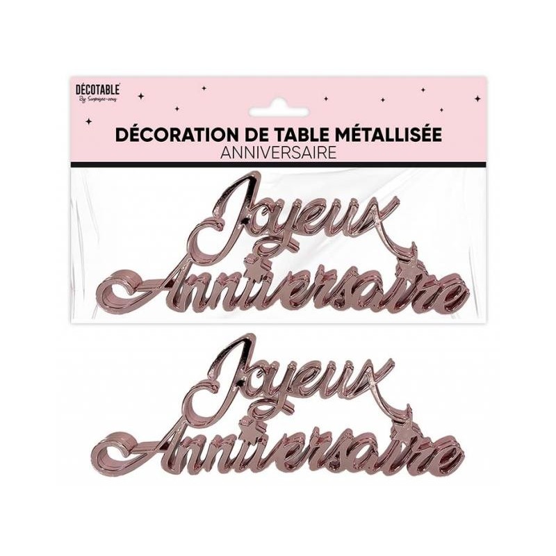 DECORATION DE TABLE JOYEUX ANNIVERSAIRE ROSE CLAIR