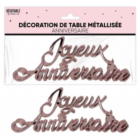 DECORATION DE TABLE JOYEUX ANNIVERSAIRE ROSE CLAIR