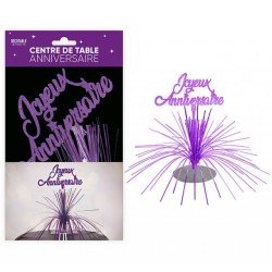 CENTRE DE TABLE JOYEUX ANNIVERSAIRE VIOLET