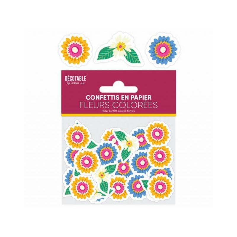 CONFETTIS DE TABLE EN PAPIER FLEURS COLOREES CONFETTIS DE TABLE EN PAPIER FLEURS COLOREES