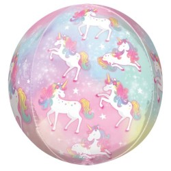 BALLON METALLIQUE ORBZ  38 X 40 CM  LICORNE ENCHANTEE PASTEL