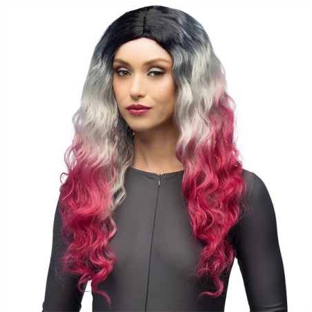 PERRUQUE KOMIKO ONDULEE NOIRE BLANC ET ROUGE 