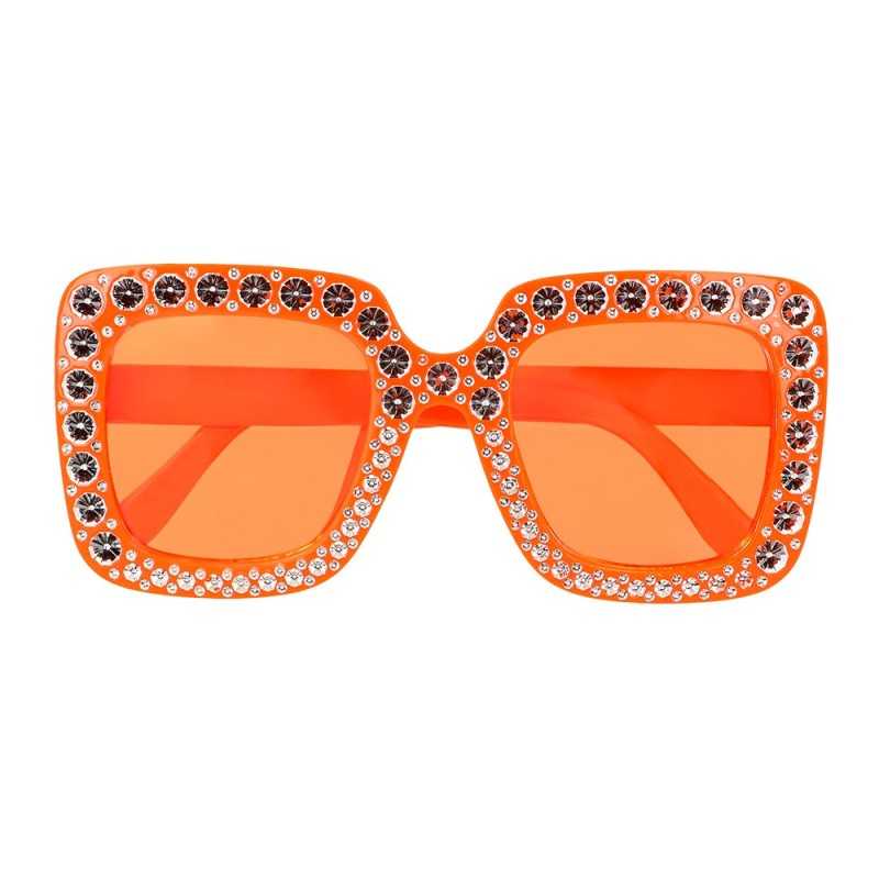 LUNETTE ORANGE AVEC STRASS ARGENT 
