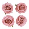 4 TETES DE ROSE VIEUX ROSE 11 CM X 6 CM  4 TETES DE ROSE VIEUX ROSE 11 CM X 6 CM