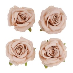 4 TETES DE ROSE ROSE POUDRE 11 CM X 6 CM 