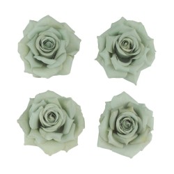 4 TETES DE ROSE VERT SAUGE 11 CM X 6 CM 