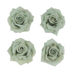 4 TETES DE ROSE VERT SAUGE 11 CM X 6 CM 