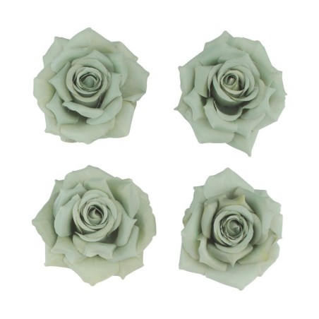 4 TETES DE ROSE VERT SAUGE 11 CM X 6 CM 
