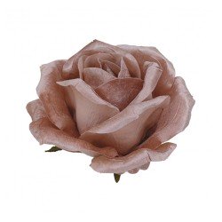 TETE DE ROSE VELOURS ROSE POUDRE 28 CM X 18 CM 