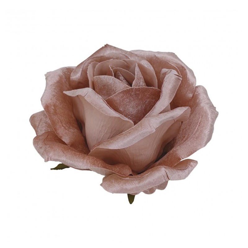 TETE DE ROSE VELOURS ROSE POUDRE 28 CM X 18 CM 