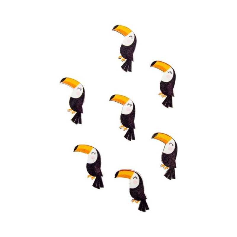 12 CONFETTIS TOUCAN ADHESIFS 2 X 3 CM 