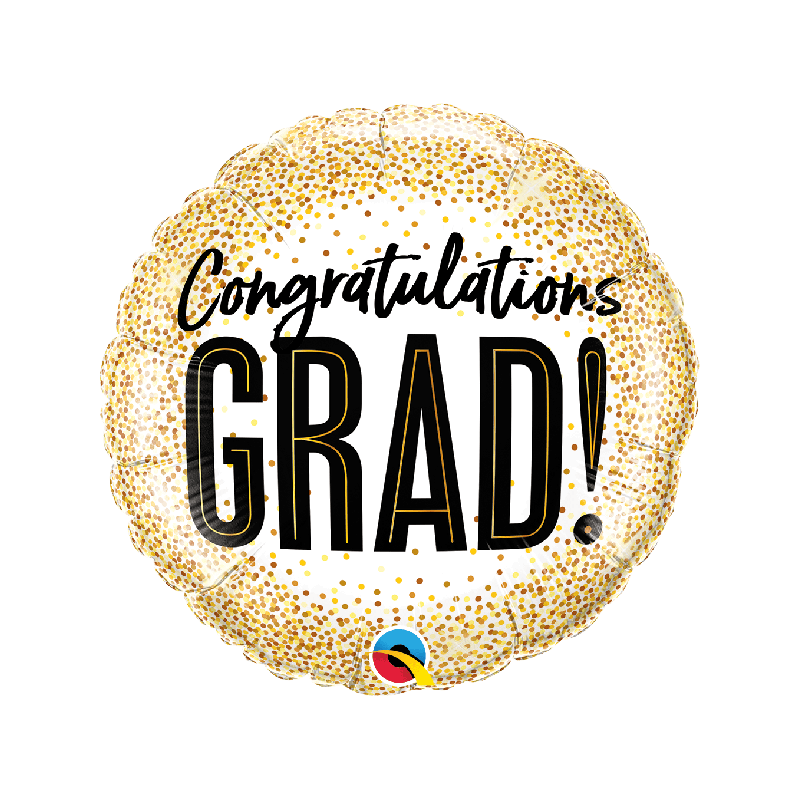 BALLON METALLIQUE ROND  CONGRATULATION GRAD! LAUREAT 46 CM 