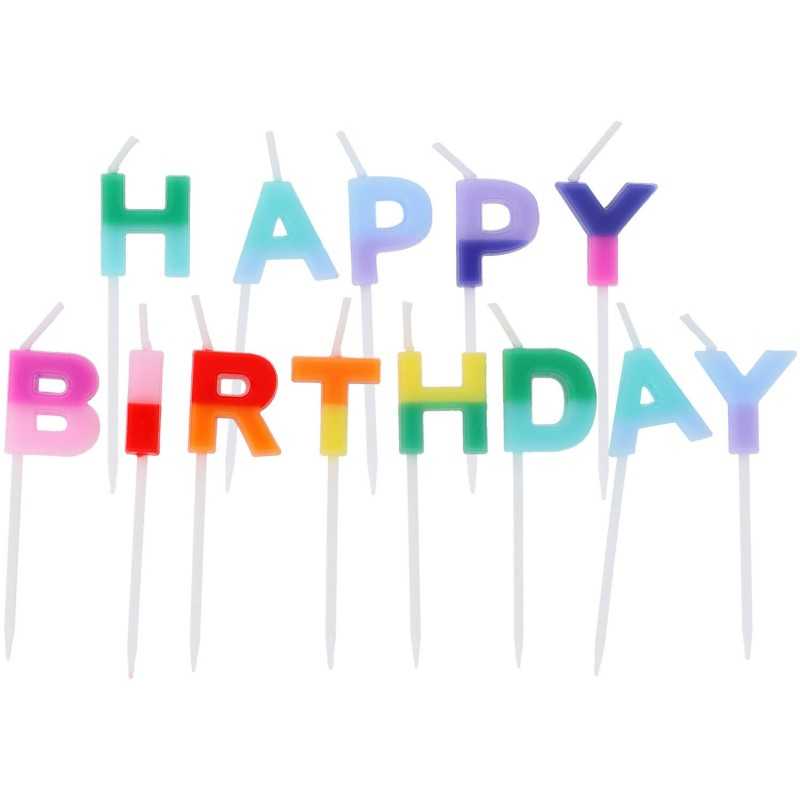 BOUGIES LETTRES HAPPY BIRTHDAY MULTICOLORE