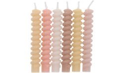 12 BOUGIES TORSADEES 10 CM COULEURS NATURELLES BLUSH NUDE VIEUX ROSE 