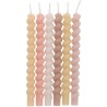 12 BOUGIES TORSADEES 10 CM COULEURS NATURELLES BLUSH NUDE VIEUX ROSE 