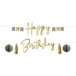 GUIRLANDE LETTRES HAPPY BIRTHDAY OR ET ROSE GOLD 1.5 M