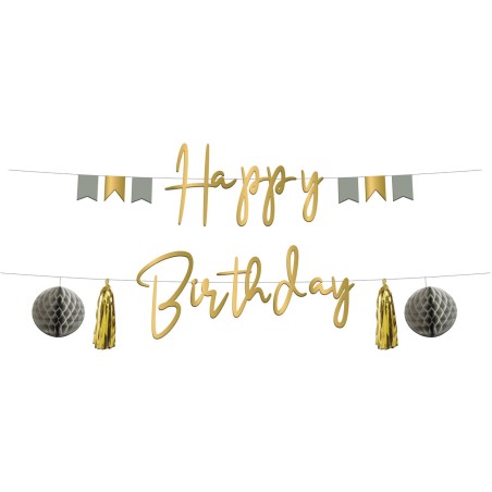 GUIRLANDE LETTRES HAPPY BIRTHDAY OR ET ROSE GOLD 1.5 M